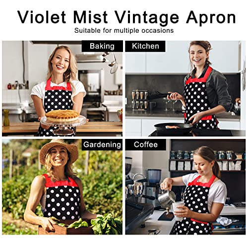 Violet Mist Cute Retro Aprons For Women With Pockets 1950S Red Sexy Vintage Apron Cotton Lovely Sweetheart Kitchen Apron Dress Polka Dot Adjustable Waist Apron Flirty Christmas Apron For Cooking (Red) #TOP5