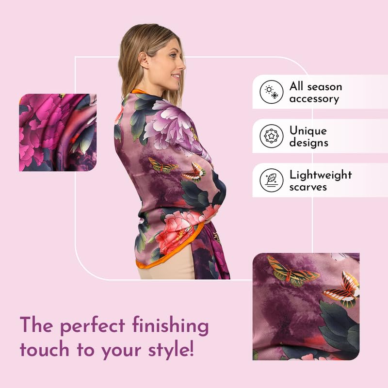 Trillion London® Spring Collection | Designer Silk Scarf For Women | Lightweight Neck Scarves | Shawl Wraps for Women3