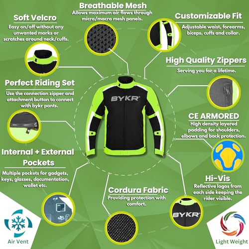 Image of BYKR Mesh Motorcycle Jacket For Men Dual Sports Adventure Breathable Riding Protective Motorbike Jackets Enduro CE Armored