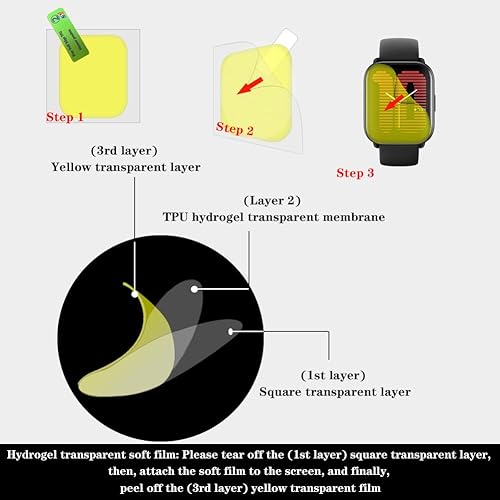 Miniatura 5 de HUADU Protector de pantalla de reloj (4+2 unidades) compatible con Amazfit Active, funda protectora de TPU suave, antiarañazos, alta definición,