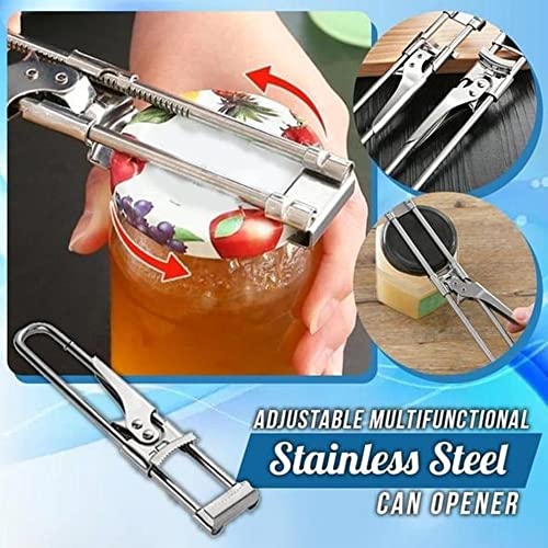 Adjustable Multifunctional Stainless Steel Can Opener, New Easy Jar Opener For Weak Hands, Manual Jar Lid Gripper For Seniors With Arthritis, Bottle Opener Kitchen Gadgets (1 Pcs) #TOP2
