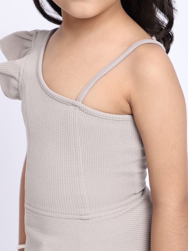 Image of ELEVANTO Crop top for Kids|One Side Off Shoulder Half Sleeve Crop top for Girls Crop top|Short Sleeve Summer Crop top for Girls-E19