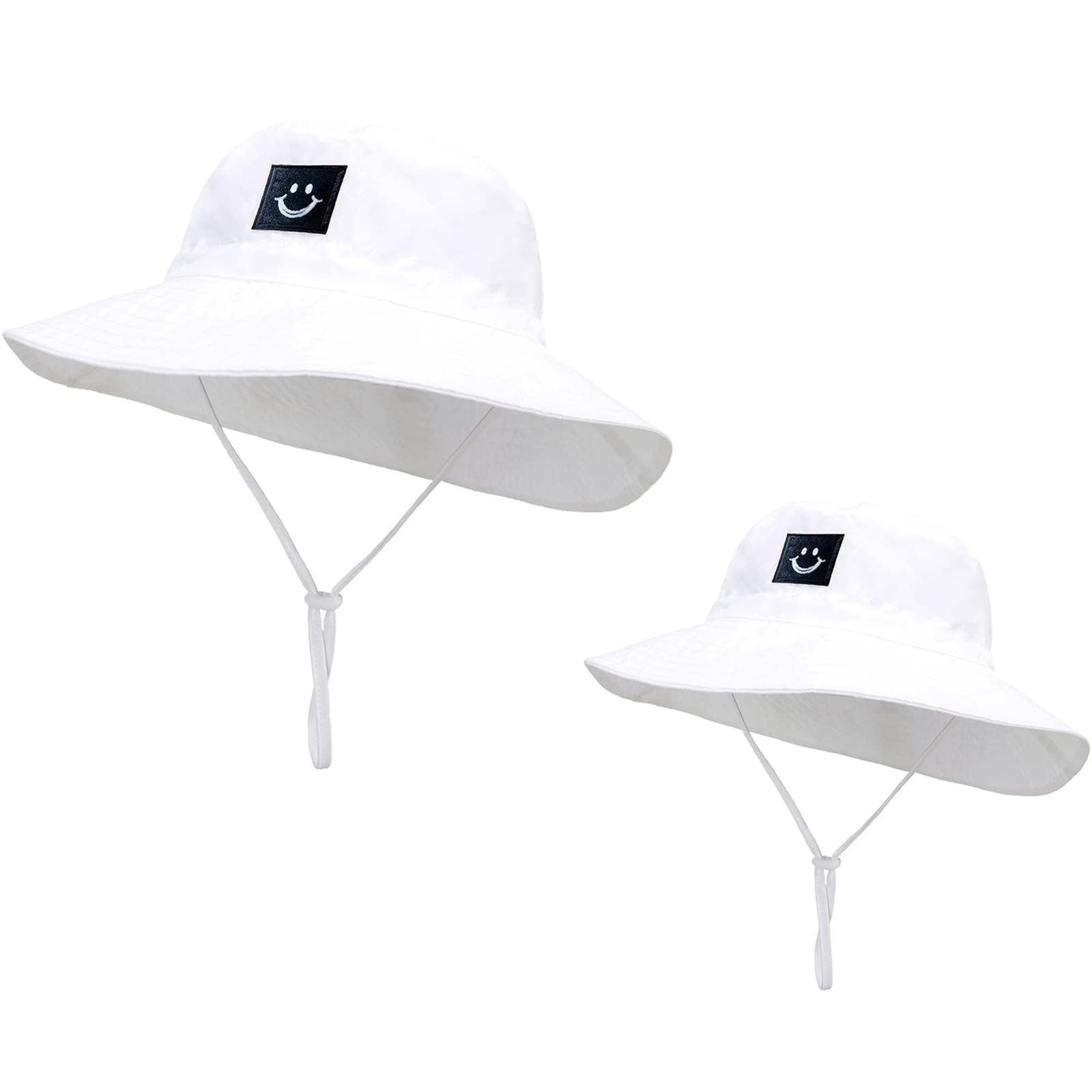 Asufegucd 2Pcs Parent-Child Sun Hat,Smile Face UPF 50+ Toddler Bucket Hat for Mother&Baby Boys Girls Beach Hat
