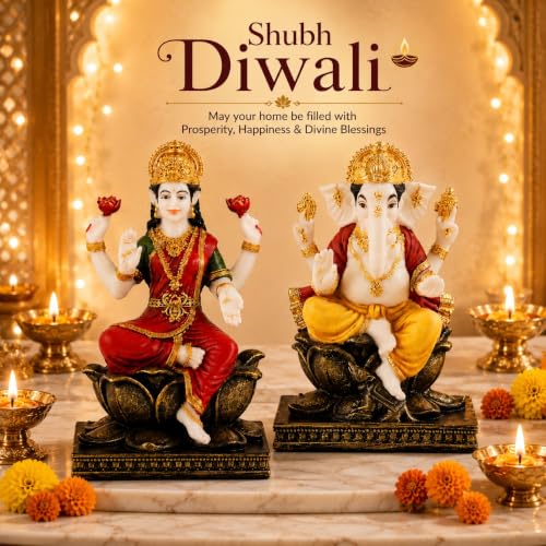 Image of ARMONIA Premium Lord Ganesha Idol 8 Inch | Handmade Ganesh Murti with Antique Finish | Polystone Ganpati Statue for Home Mandir, Pooja Room & Office Desk | Spiritual Gift for Wedding & Housewarming