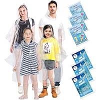 TUNCHMO Disposable Rain Ponchos 6 Pack for Adults/Family Set-50% Thicker Emergency Ponchos