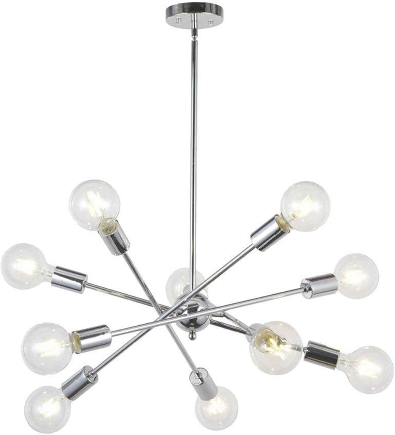 Plafonnier E27 argenté style lustre industriel en métal pour chambre et bureau