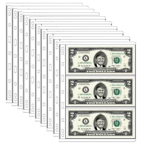 Pages de rangement pour devises contre les pliures lot de 10 feuillets