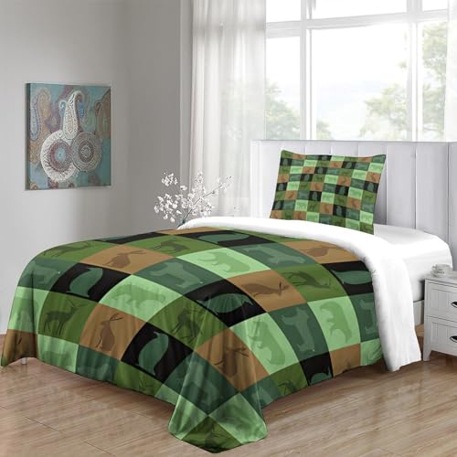 Housse de couette patchwork d'animaux 3D microfibre avec zip