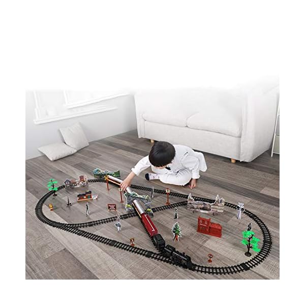 ColiCor 102 x 67cm Retro Elektrische Eisenbahn Kinder Modelleisenbahn Elektrisch Lokomotive für Kinder – Bild 3