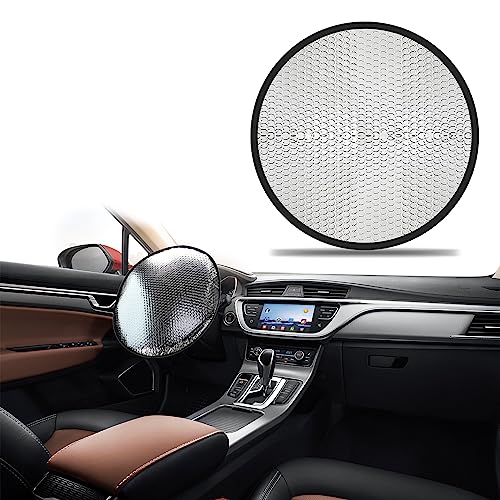Zufoty Steering Wheel Sun Shade Cover, Steering Wheel Sun Block, Car Steering Wheel Shade Cover, Anti-Heat Aluminum Foil Auto Interior Protector, Sun Reflective Steering Wheel Cover Fits Cars SUV