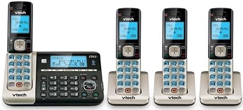 VTech DS6752-4 - Teléfono inalámbrico DECT 6.0 con conexión Bluetooth a la celda, sistema de contestador digital e identificador de llamadas,