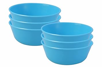 WONDER Sigma 300 Unbreakable BPA Free Plastic Bowl Set for Cereal, Salad, Rice, Soup, Pasta, Snack Bowl, Microwave Safe, Dishwasher Safe, 12 Pcs, 300 ml, Cyan Color