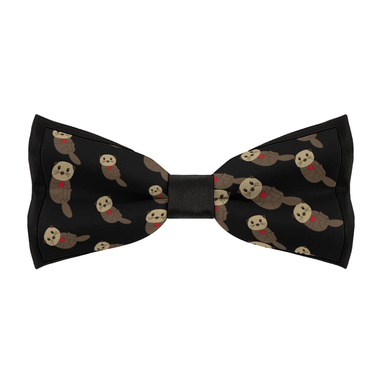 Sea Otter Heart Men's Pre-tied Bowties Adjustable Bow Tie Funny Necktie For Wedding Party