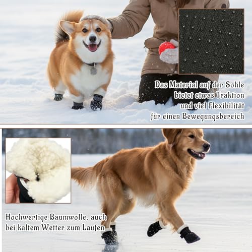 DqiUnaX Hundeschuhe Pfotenschutz Outdoor, 4 Paar wasserdichte Hundeschuhe Für Verletzungen, Hunde Schuhe Outdoor Für Kleine Hunde, Größe S (4 cm)