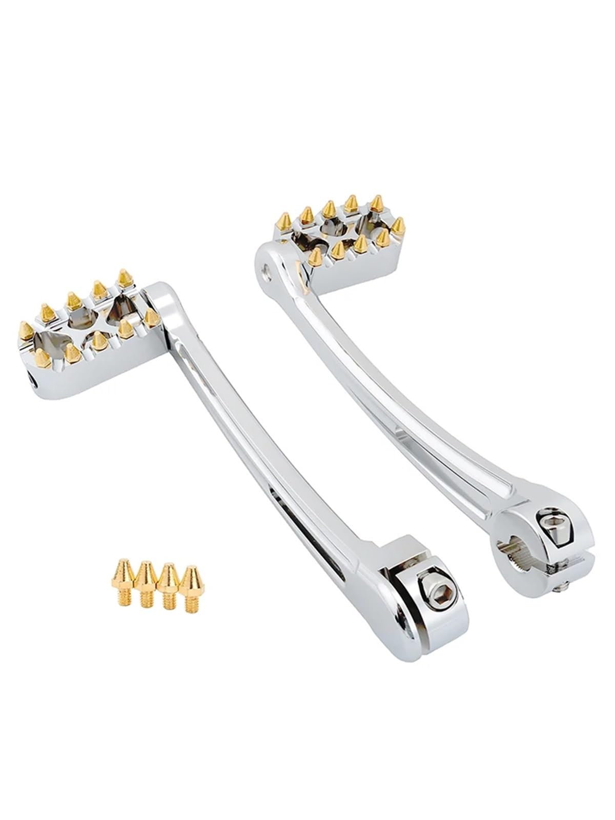 Xinqqdc Chrome Gold Shift Peg Motorcycle Heel Toe Shift Lever Gear Shifter Pegs Fit For Harley Touring Road King Street Electra Glide Softail Trike Metal Gear Shifter Shift Lever(Chrome Gold)