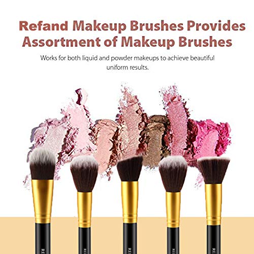 Refand Makeup Brush Set, Face Brush Synthetic Kabuki Cosmetics Foundation Powder Concealers Blending Eye Shadows Brushes Kit 10 PCs