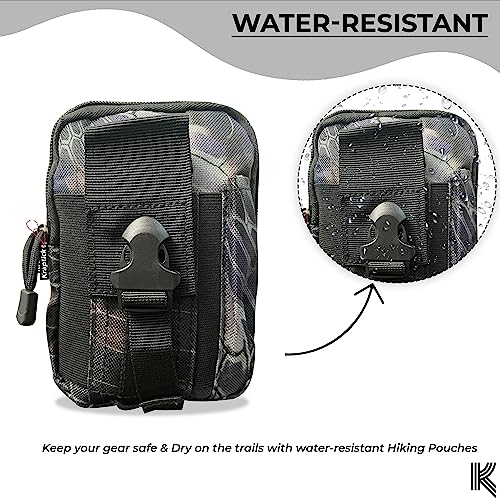 Image of Kraptick Multi-Purpose Water Resistant Waist Bag with Dual Compartment, Waist Bag Mobile Phone Holder, Waist Pack for Men, Women Camping Hiking Pouch (Stylish Black)