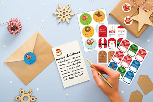Joy Bang Gift Tags Sticker Christmas Labels Self Adhesive Christmas Gift Label Stickers Christmas Name Stickers to and from Labels Stickers for Gift Holiday Xmas Gift Greeting Tags Stickers
