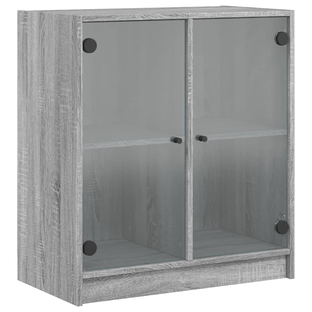 ZEYUAN Beistellschrank mit Glastüren Grau Sonoma 68x37x75,5 cm, Schrank Klein, Flurschrank, Kommode, Vorratsschrank, Flurschrank, Badezimmerschrank, Kleinmöbel - 836425