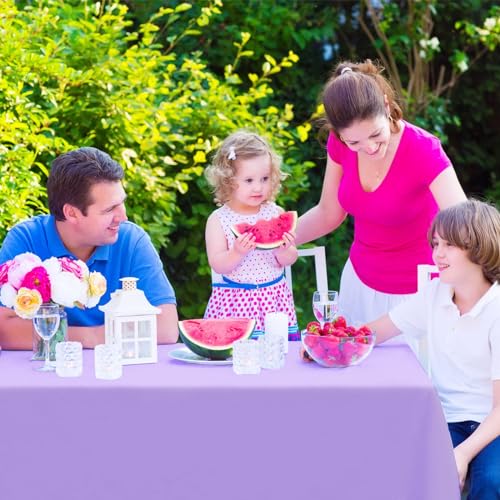 Image of Kopokita 2 Pack Light Purple Plastic Tablecloths Disposable 54 x 108 Inch