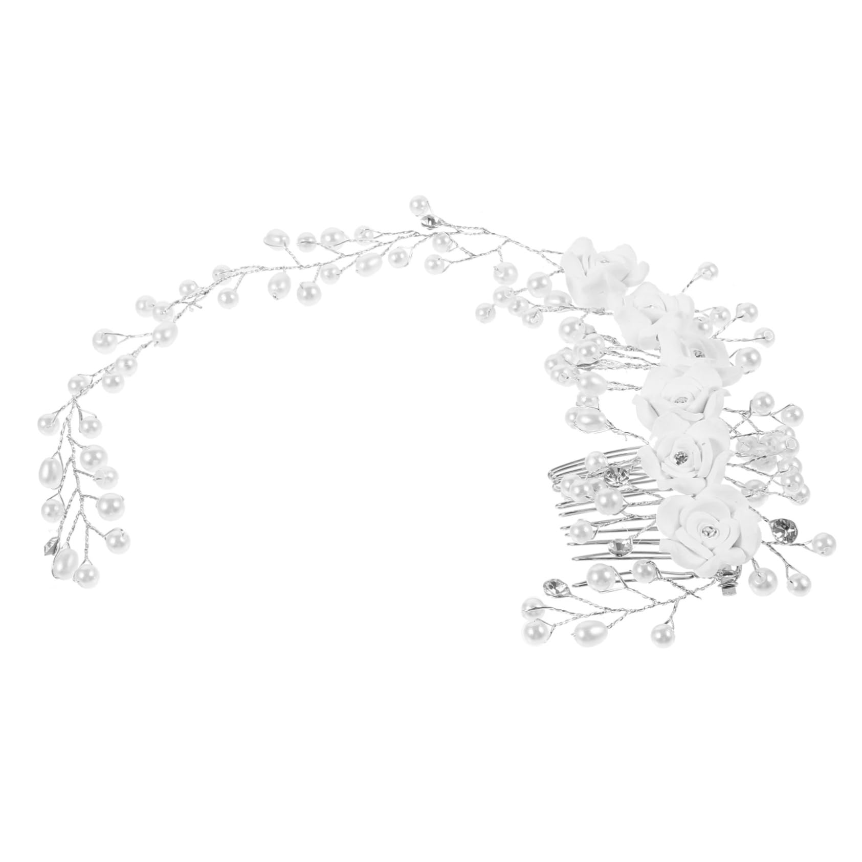 FRCOLOR Cintas para el pelo con perlas y flores, diadema, cinta para el pelo, accesorios para el pelo para el baile de graduación, diademas para el pelo para la novia, flores para el pelo, para mujer,