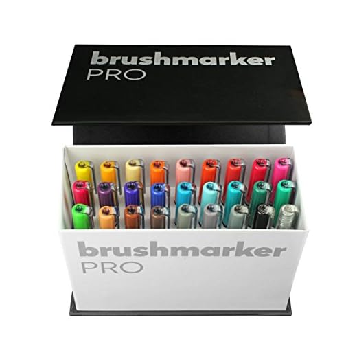 Karin Mini Box BrushMarker Pro Caja de rotuladores de 26 unidades y 1 mezclador corporal transparente con sistema Ink-Free, 2,4 ml de pintura líquida Sin rotuladores