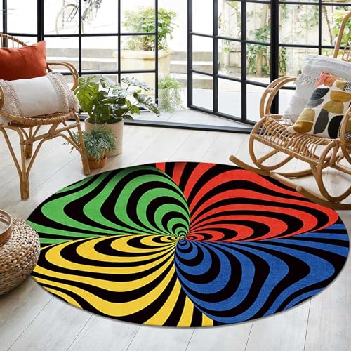 Tapis moderne rond effet 3D grand format antidérapant et lavable - 5