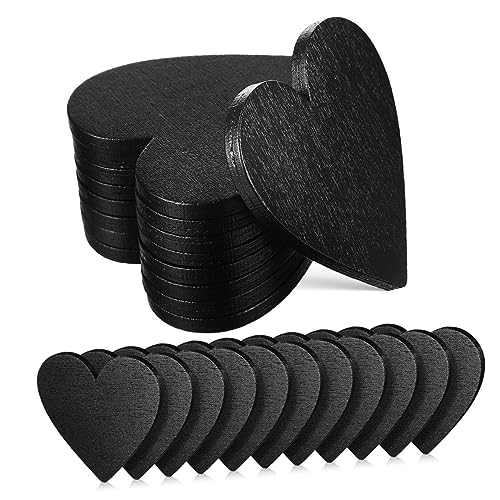 Happyyami Heart Shaped Blackboard 40pcs Wooden Heart Craft Decorations Wedding Decor