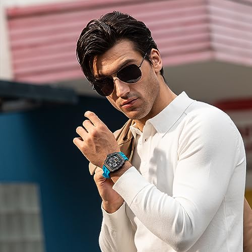 Image of TSAR BOMBA Mens Luxury Watch Automatic Watches for Men 50M Waterproof Japanese Mechanical Movement Tonneau Stainless Steel Case Sapphire Glass Big Face Cool Unique Fashion Gift Men