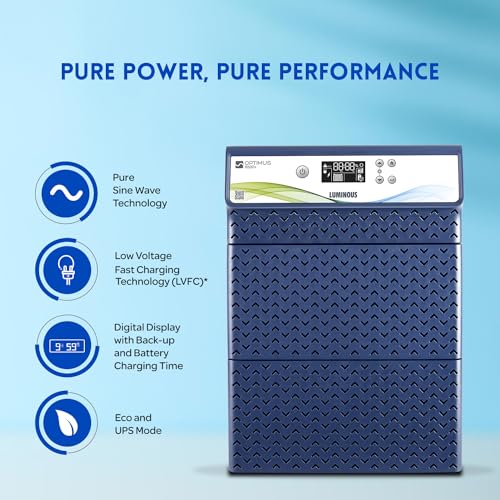 Image of Luminous Optimus 6500+ Pure Sine Wave Inverter (5500VA, 72V) with 6 x ILTT28060 250Ah Tall Tubular Batteries | Home, Office & Shop Power Backup Combo | 60 Months Battery Warranty