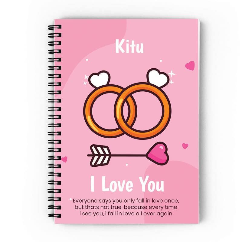 Epheriwala I Love You Kitu A5 Size Notebook, Soft Cover (300 GSM) (100 GSM Unruled)