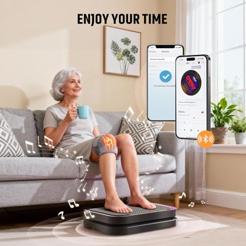 Image of Vibration Plate Machine for Lymphatic Flow & Muscle Recovery, Vibration Fitness Platform with Bluetooth & LED Modes, 440 Lb Capacity & 200 Levels for Home Use