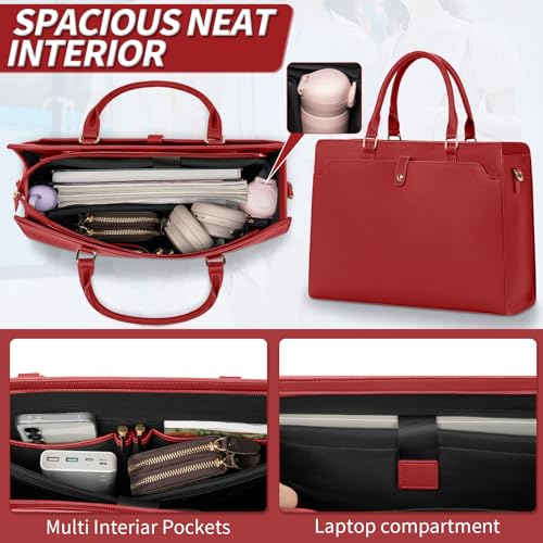Laptop Tote Bag for Women 15.6 Inch Waterproof Leather Computer Bags Large Capacity Business Office Work Briefcase2