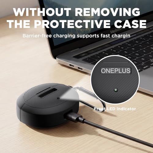 Image of for OnePlus Buds 4 Case with Carabiner and Cleaning Pen, Soft Silicone Protective Cover Shockproof Anti-Scratch Portable Travel, only Compatible with OnePlus Buds 4 (Black)