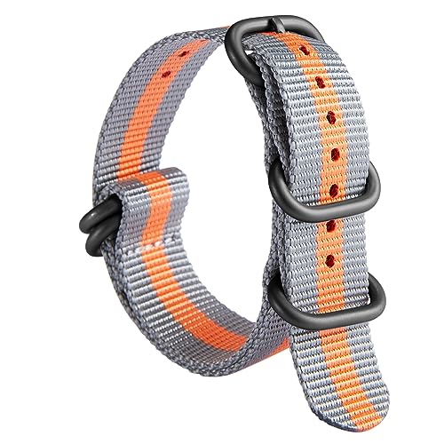 Image of BINLUN Premium Ballistic Nylon Watch Strap, Heavy Duty 5-Ring Replacement Watch Band with Stainless Steel Buckle, Comfortable Sport Band for Men Women, Fits 18-24mm