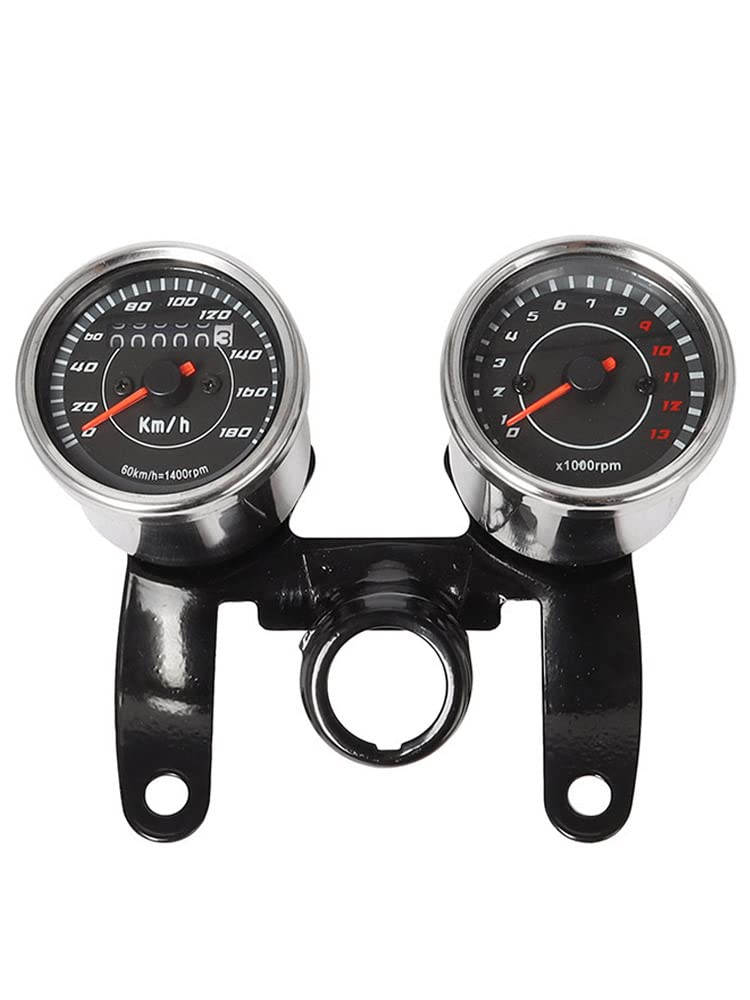 Riloer Compteur de vitesse, tachymètre, odomètre, jauge avec support, rétroéclairage LED pour moto, kit combiné, UniVe*rsal Fit
