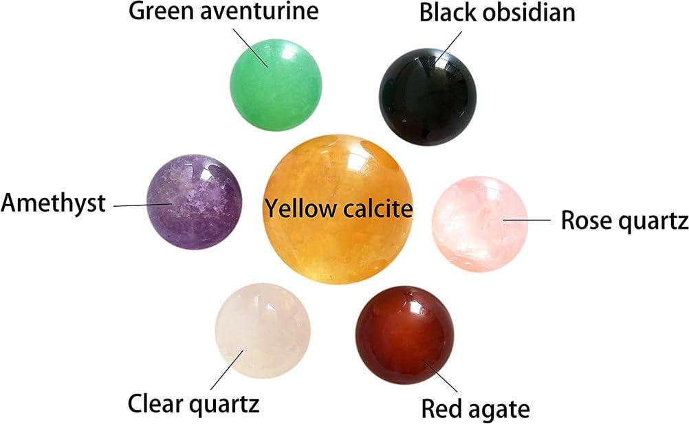 Set di 7 Sfere di Cristallo Chakra Naturali con Sfere curative, Pietre burattate per la Meditazione, Regalo di Decorazione Domestica Feng Shui