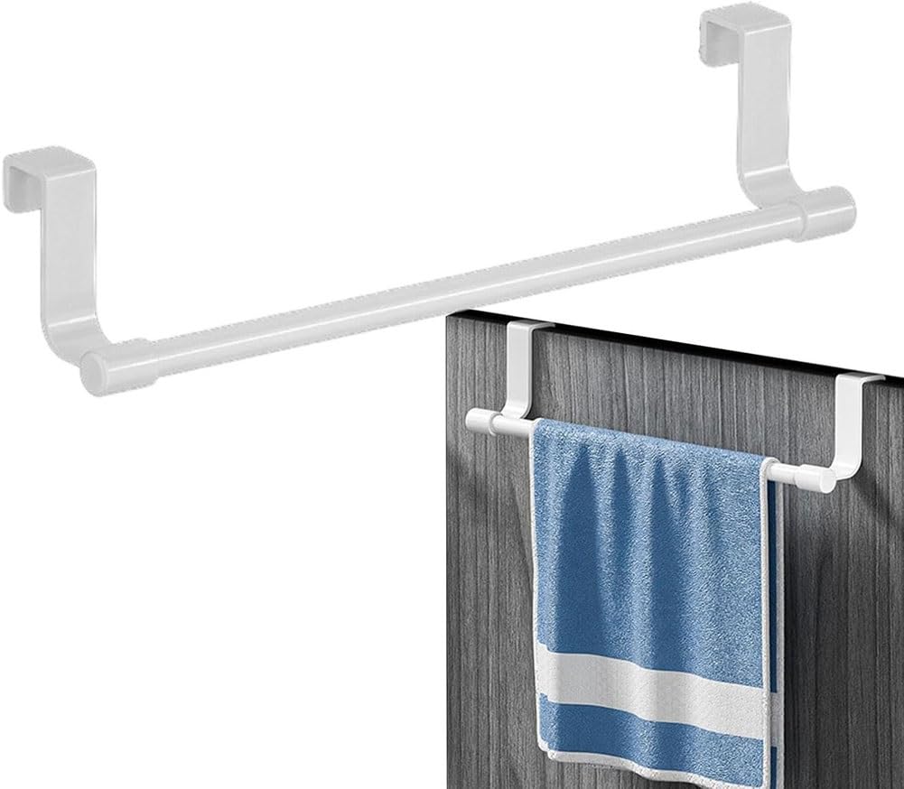Towel Rail For Cupboard, Stainless Steel Hanger Without Drill, Towel Rail For Bathroom, Shower, Kitchen, Apartment, Home And Wardrobe Door(White,23cm/9.1in)