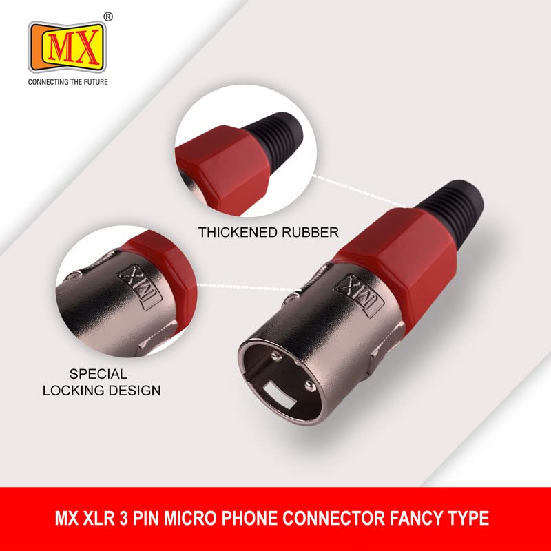 Image of MX 3 Pin XLR Microphone pin Pure Copper Nickel Plated for High Conductivity microphone (3-pin male XLR, Pack of 4, Male Connector)