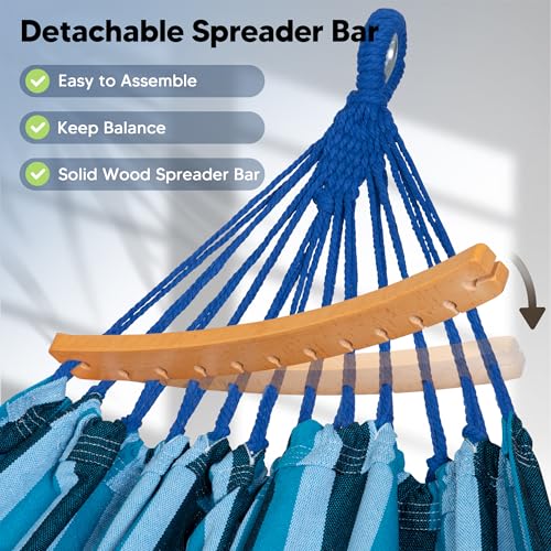 Image of SUNCREAT Hammocks Fabric Hammock for Backyard, Navy & Blue