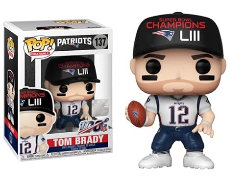 Funko Tom Brady SB Champions LIII + Pop Protector: Patriots Pop! Football Vinyl Figure with Hat and Ball (Gift Set Bundled with ToyBop Brand Box Protector Collector Case)