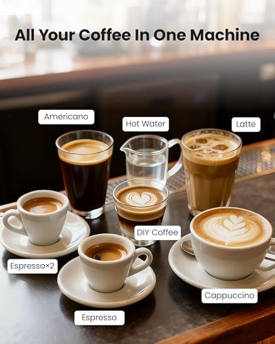 Image of Fully Automatic Espresso Machine, 20 Bar Coffee Maker with Grinder and Milk Frother, Touchscreen Automatic Coffee Machine with 15 Grind Settings, Espresso Maker for Cappuccino, Latte & Americano