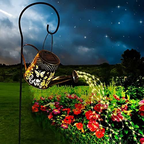 Solar Gießkanne mit Lichterkette Gartendeko, LED Solar Lichterkette