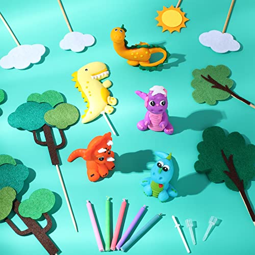 14 Pieces Dinosaur Cake Toppers With 12 Pieces Colorful Birthday Candles Dinosaur Cupcake Decorations Forest Series Dino Cake Decor For Boys And Girls Jungle Theme Birthday Baby Shower Party Supplies #TOP2