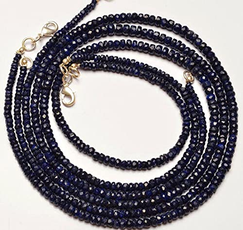 Saphir bleu véritable en perles rondelles facettées de 3-5mm pour création de collier unique