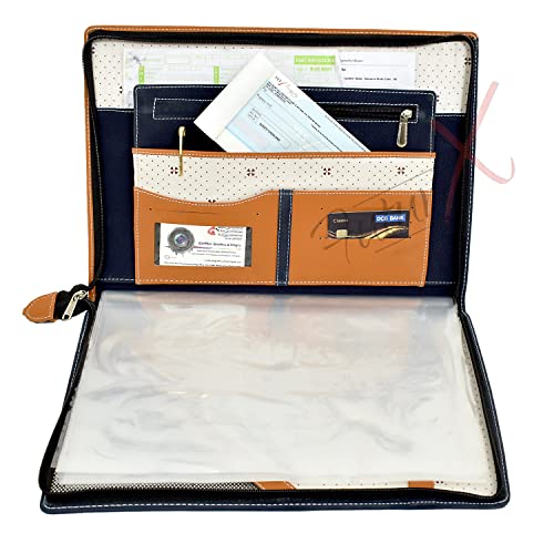 Image of FUTURE X 20 Leaf Multipurpose Leatherette Professional File Folders for Certificates, Documents Holder, Portfolio, Executive File Legal Size Documents Holder for Men and Women (Blue Orange)