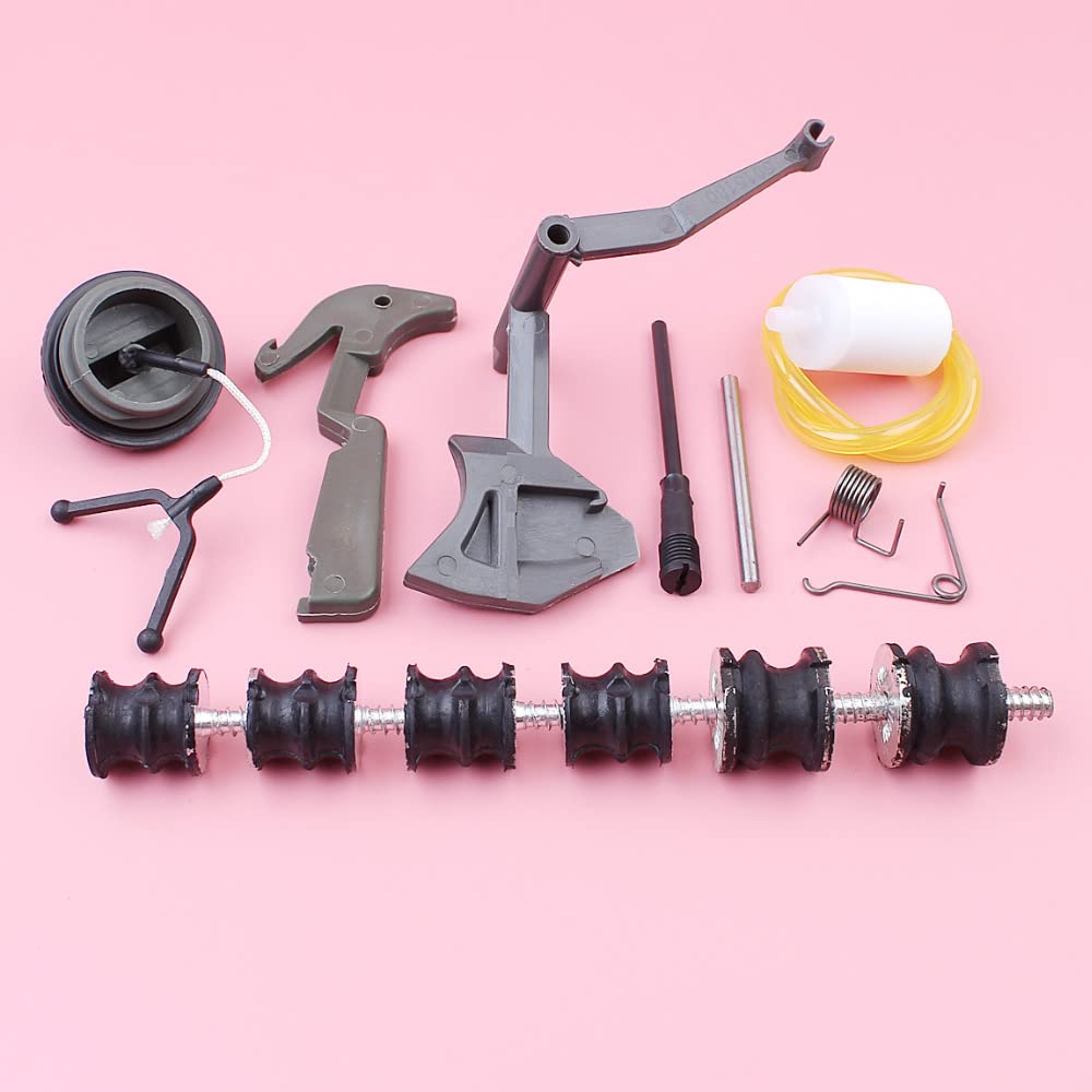 Kit de resorte del gatillo del acelerador, elemento de montaje de amortiguador AV, compatible con motosierra 61, 268 y 272, repuesto de filtro de combustible, tapa de manguera.