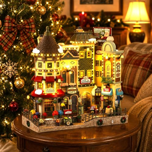 LEMAX Jingle Bell Bazaar maqueta de pueblo navideño miniatura con luces LED 4