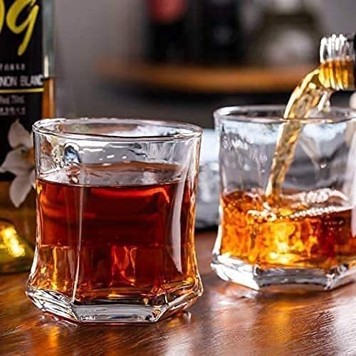 RETROZA™ Hexagon Shaped Whiskey Glass, Unique Cool Crystal Rocks