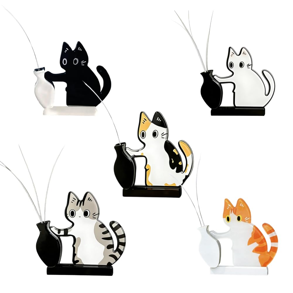 Cat Whisker Holder, 5PCS Acrylic Magnetic Vase for Fridge Decor